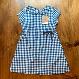 Olive Juice blue check collared dress. Size 6. NWT